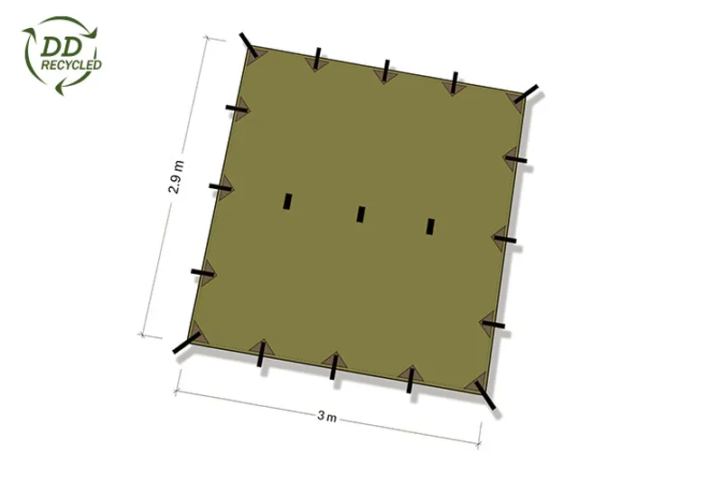 DD Hammocks Recycled Tarp 3x3 Olive Drab-5